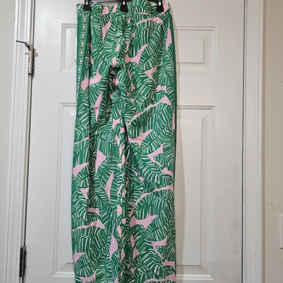 Lilly Pulitzer Green and Pink Wide Leg Pants Size Large - Picture 6 of 9